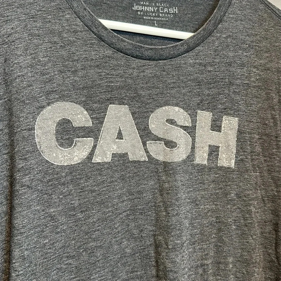 Lucky Brand Johnny Cash Man In Black S/S T-Shirt Gray LG “CASH” - Picture 1 of 5